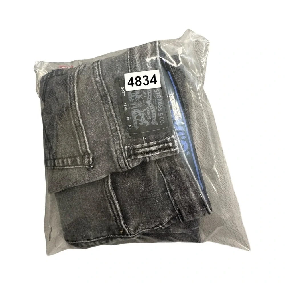 Levi's Jeans Boys 16 Reg Grey 502 Regular Taper Acid Wash Adjustable Waist Denim